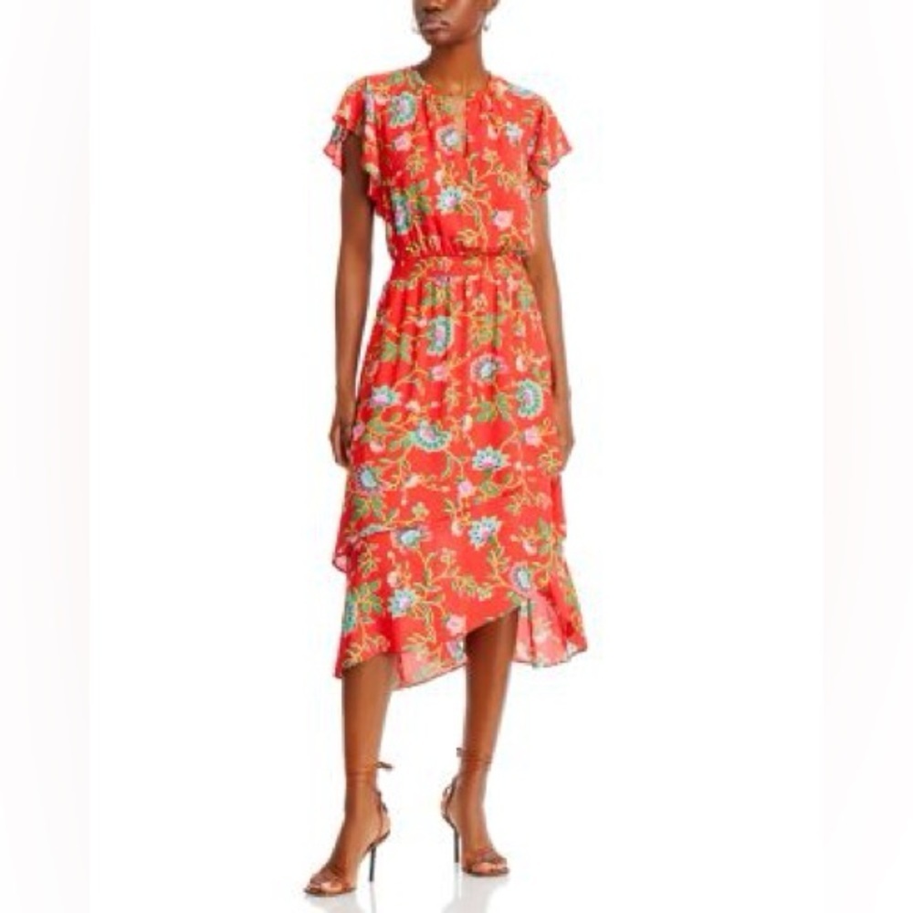 T Tahari Flutter Sleeve Ruffled Sundress